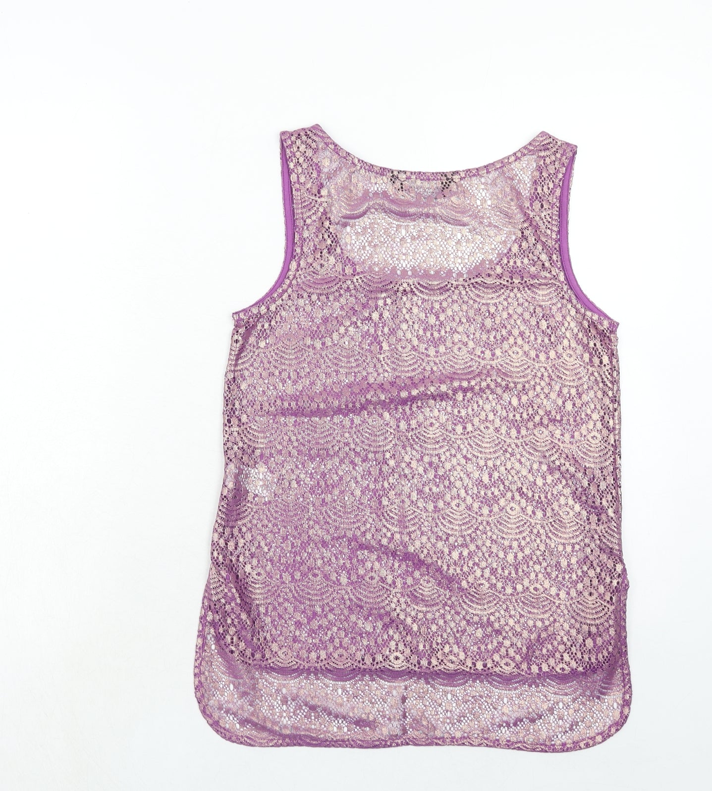 Dorothy Perkins Womens Purple Geometric Polyester Basic Tank Size 6 Round Neck