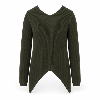 Select Womens Green V-Neck Acrylic Pullover Jumper Size 8