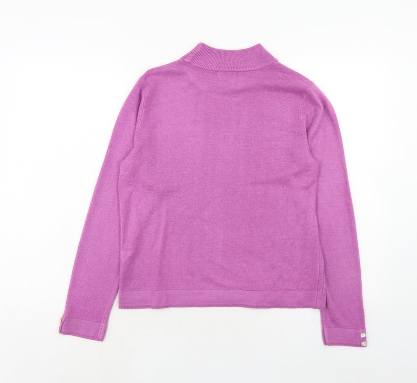 Bonmarché Womens Purple Mock Neck Acrylic Pullover Jumper Size S