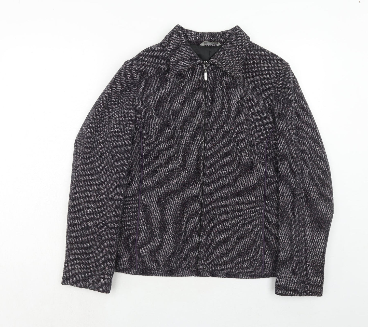 Marks and Spencer Womens Purple Geometric Jacket Size 14 Zip
