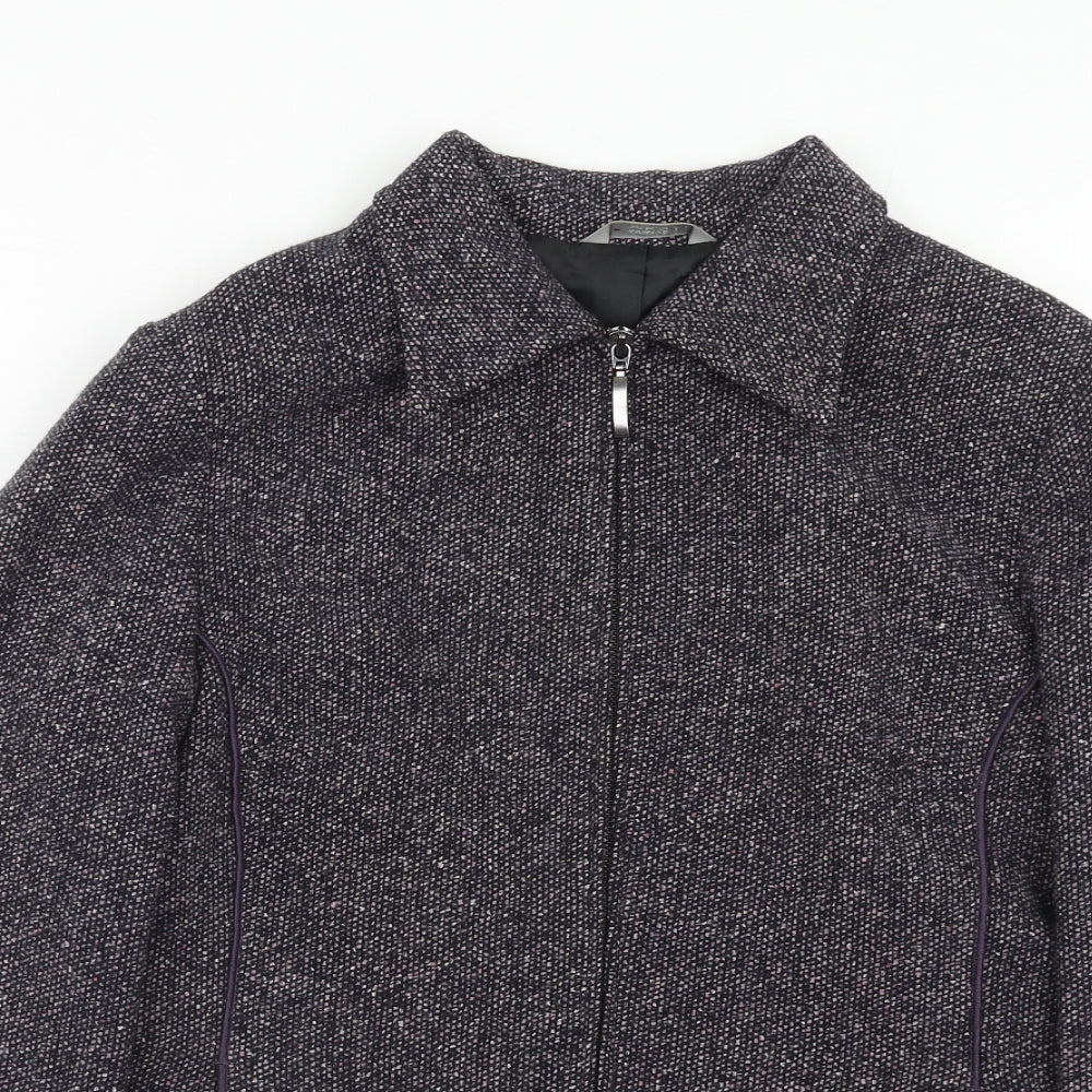 Marks and Spencer Womens Purple Geometric Jacket Size 14 Zip