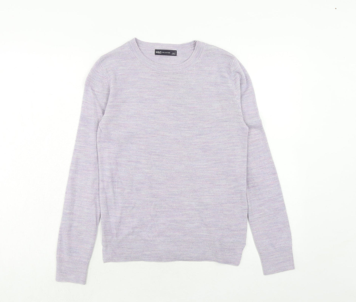 Marks and Spencer Womens Purple Round Neck Acrylic Pullover Jumper Size 6