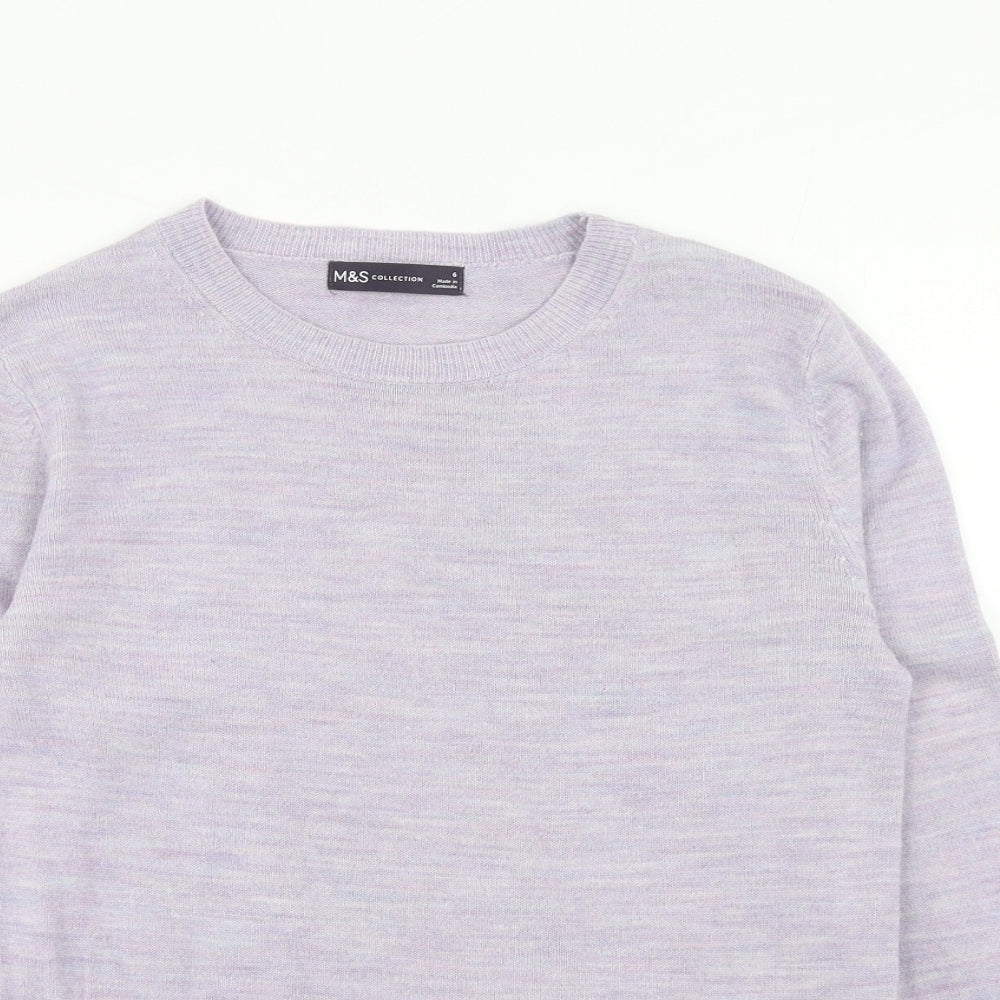 Marks and Spencer Womens Purple Round Neck Acrylic Pullover Jumper Size 6