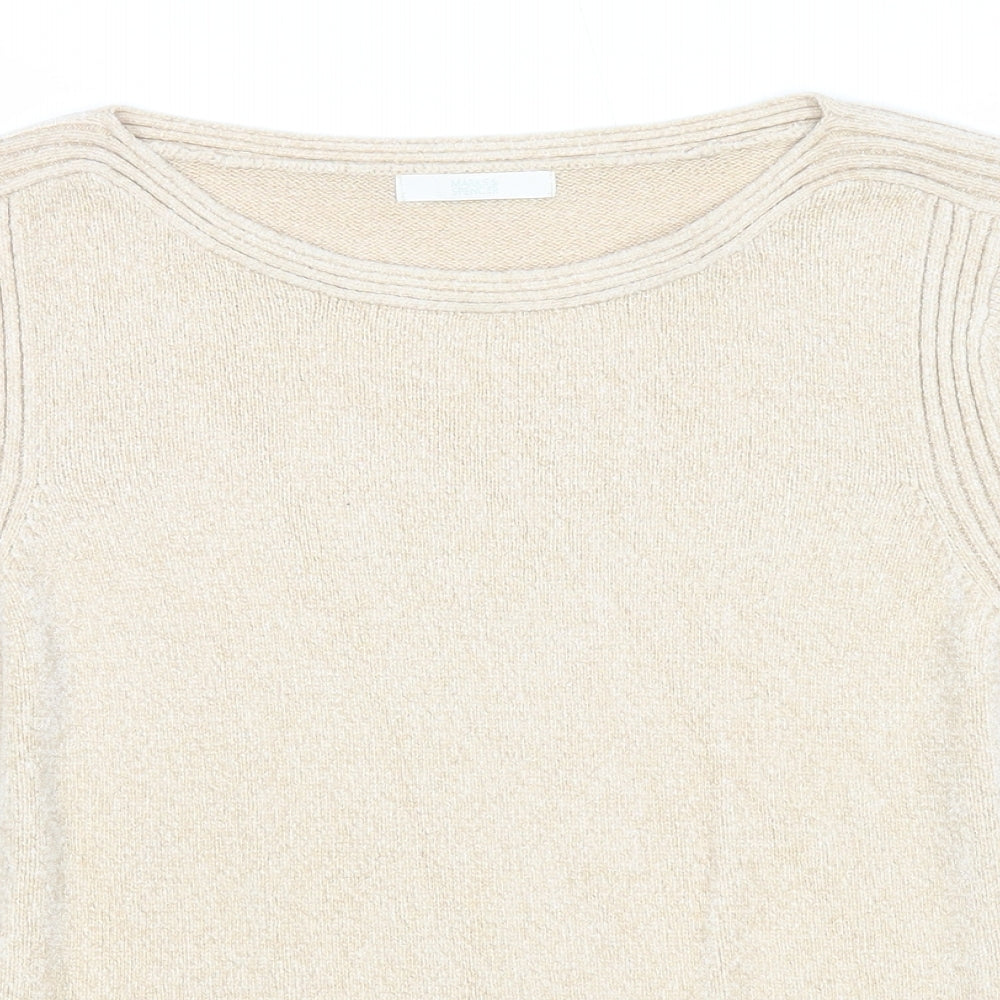 Marks and Spencer Womens Beige Boat Neck Viscose Pullover Jumper Size 12