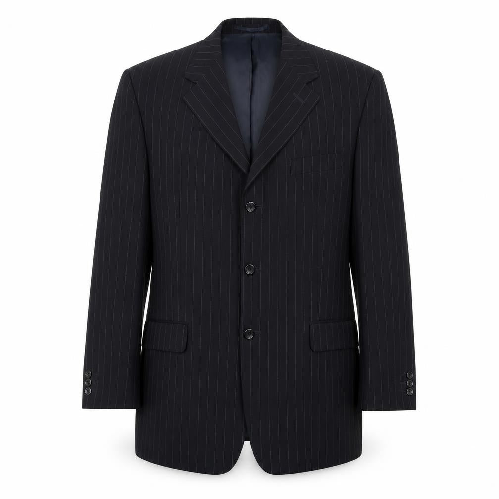Armando Mens Black Striped Polyester Jacket Suit Jacket Size 42 Regular