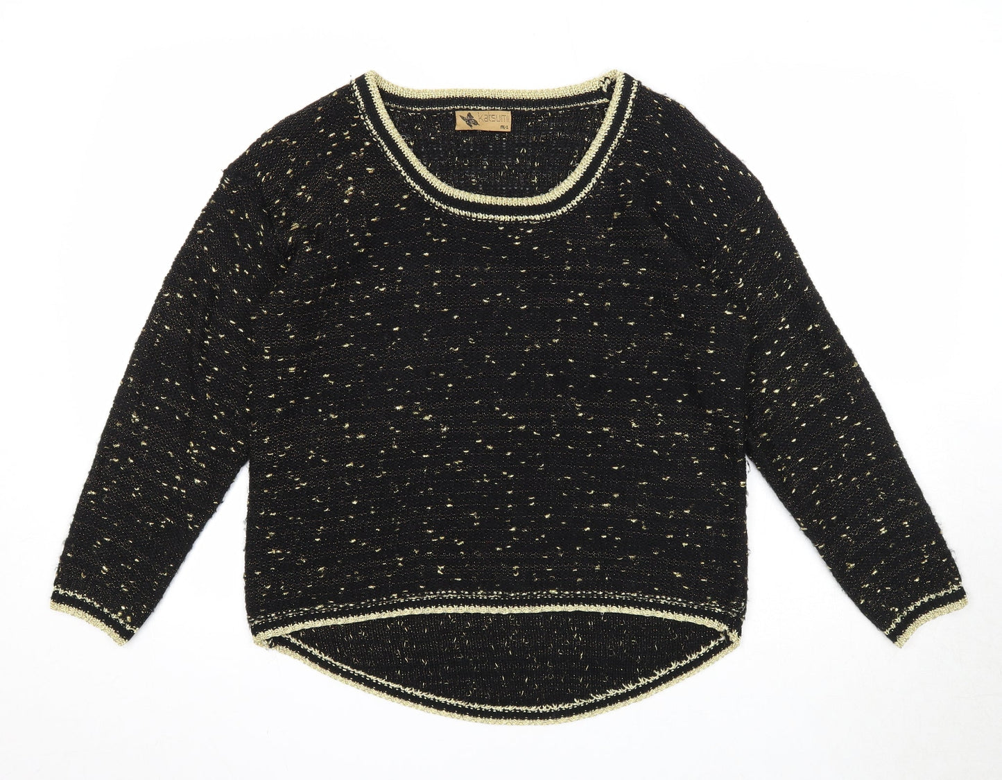 Katsumi Womens Black Scoop Neck Acrylic Pullover Jumper Size M