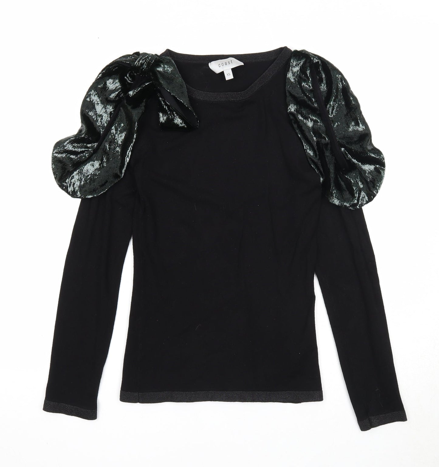 Coast Womens Black Round Neck Polyester Pullover Jumper Size XS