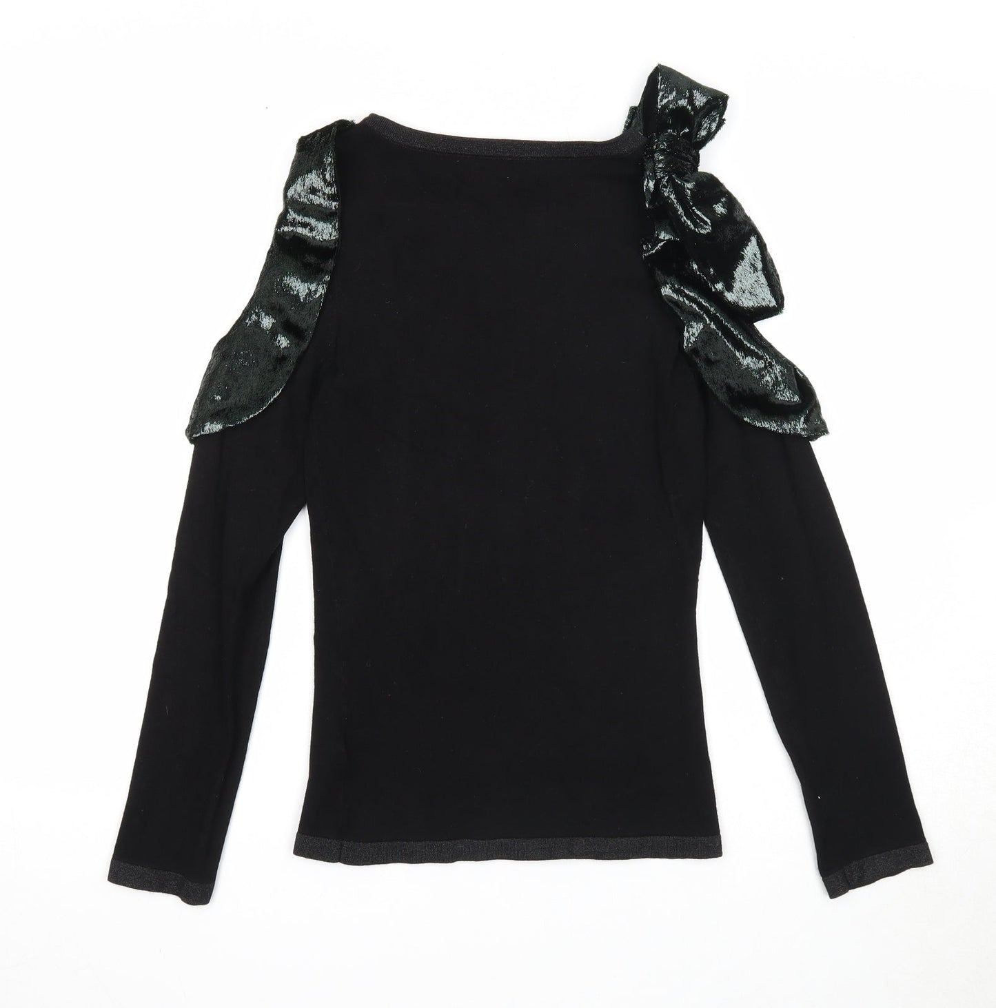 Coast Womens Black Round Neck Polyester Pullover Jumper Size XS