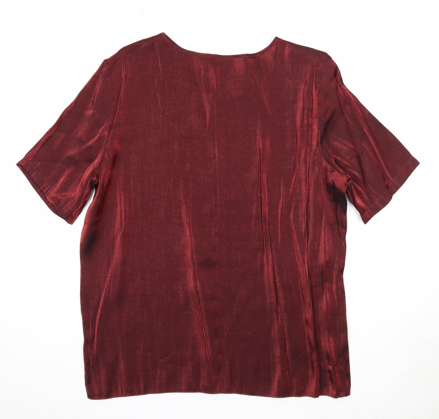 Bonmarché Womens Red Viscose Basic Blouse Size 14 Round Neck