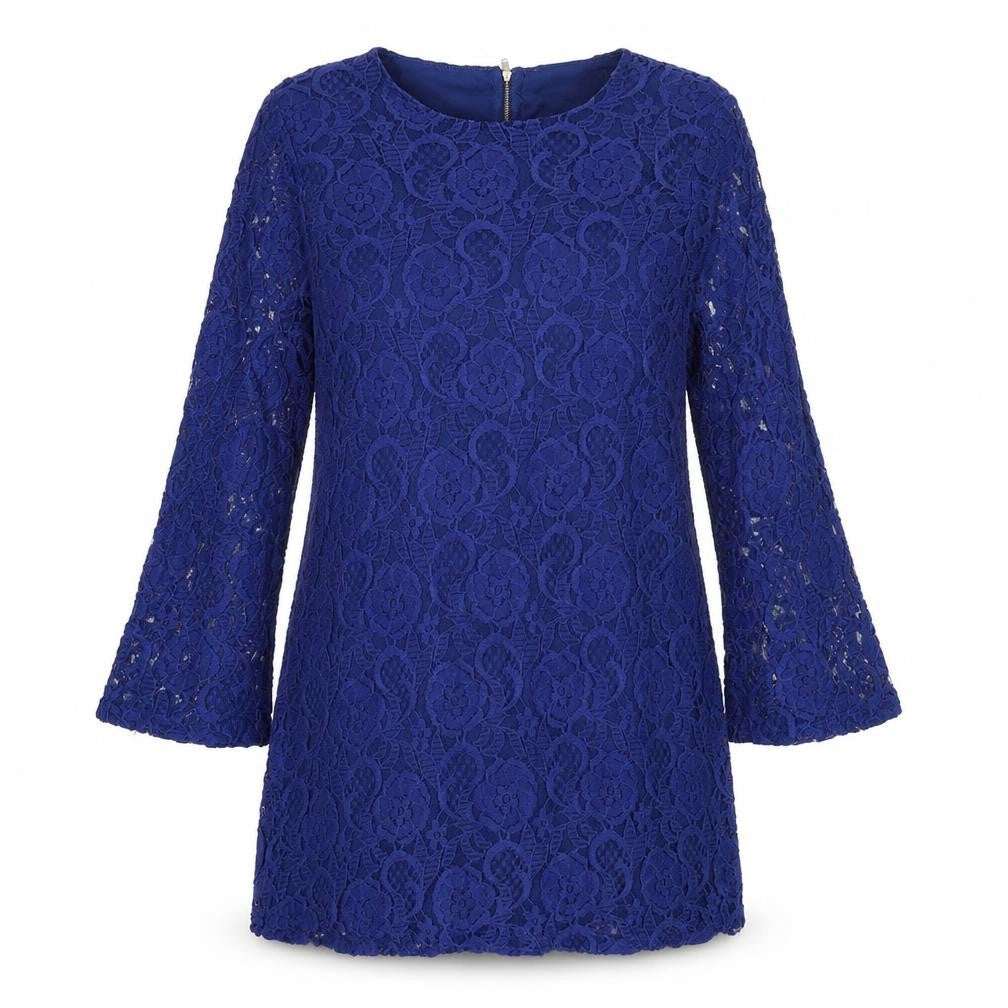 Mela Loves London Womens Blue Geometric Polyester A-Line Size 12 Round Neck Zip