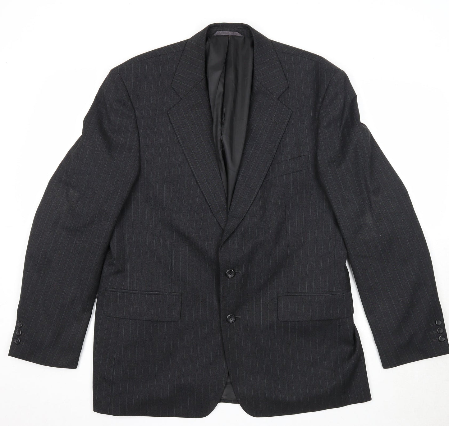 Burton Mens Black Striped Polyester Jacket Suit Jacket Size 42 Regular