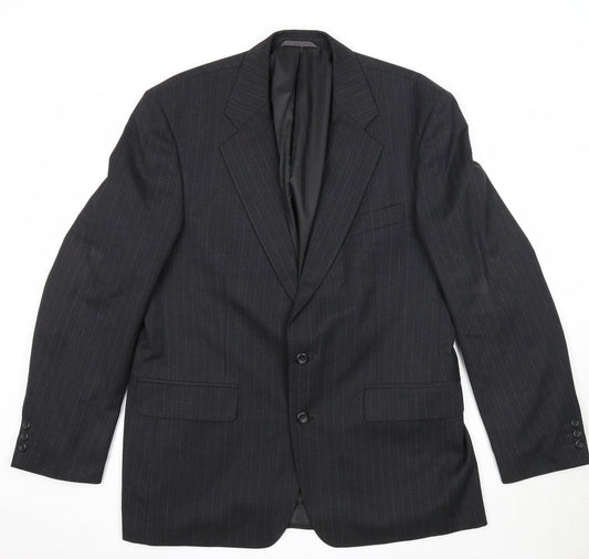 Burton Mens Black Striped Polyester Jacket Suit Jacket Size 42 Regular