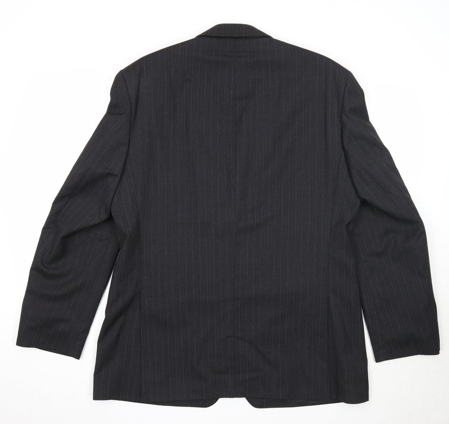 Burton Mens Black Striped Polyester Jacket Suit Jacket Size 42 Regular