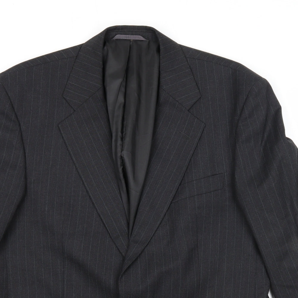 Burton Mens Black Striped Polyester Jacket Suit Jacket Size 42 Regular