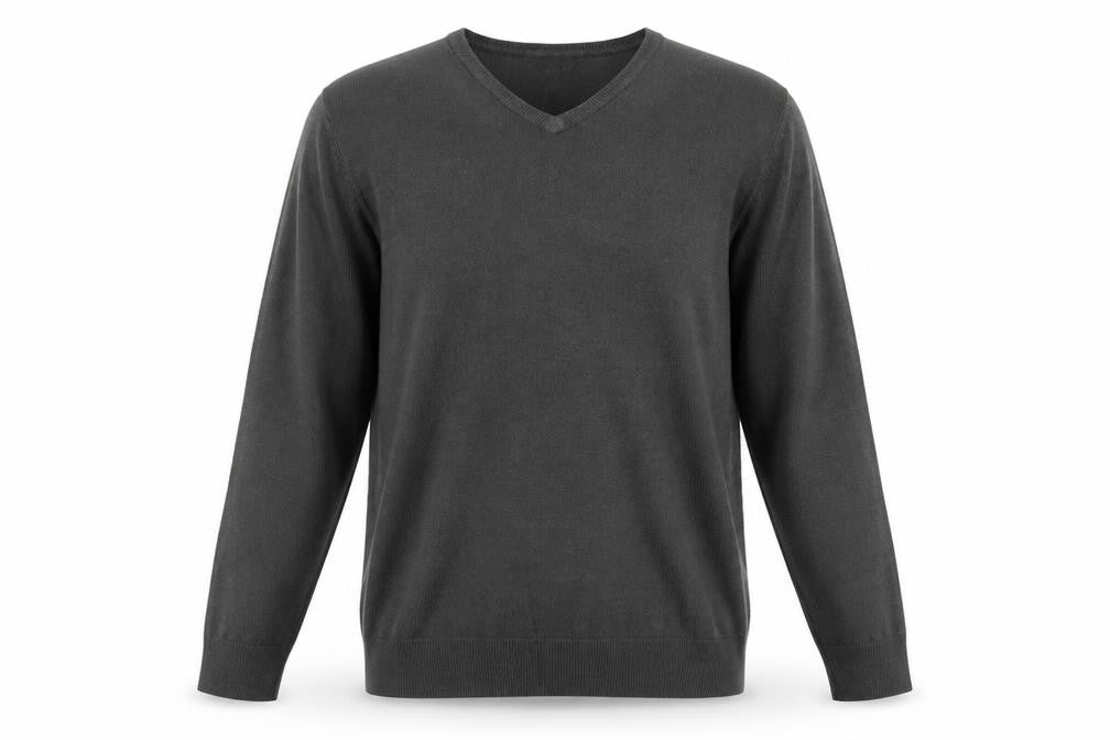 Marks & Spencer Mens Grey V-Neck Acrylic Pullover Jumper Size L Long Sleeve