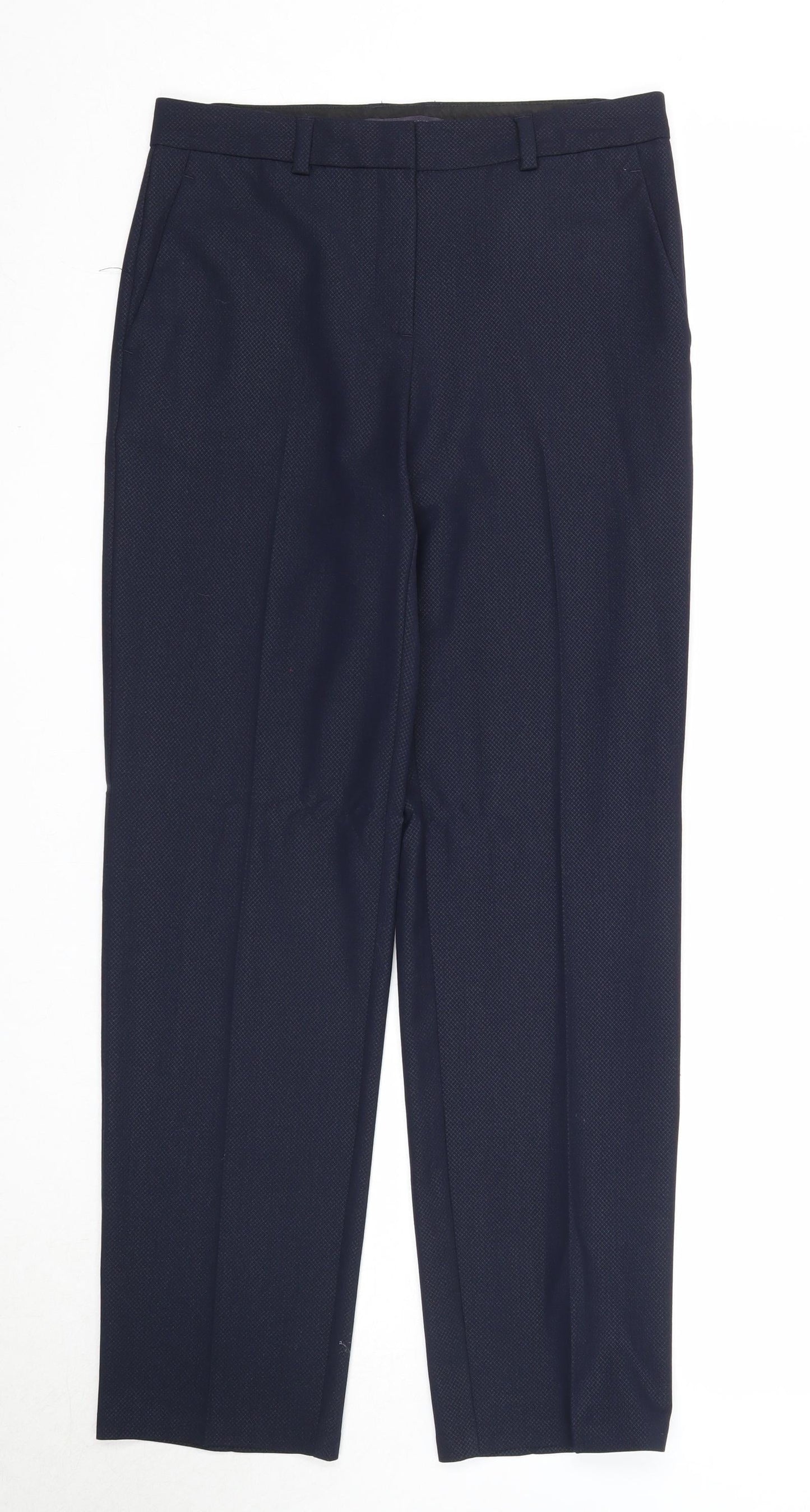Marks and Spencer Womens Blue Polyester Trousers Size 10 Regular Zip