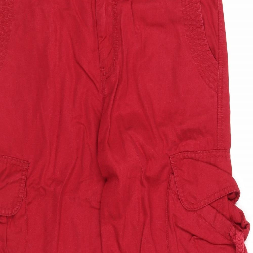 Gap Womens Red Lyocell Capri Trousers Size 8 Regular Zip