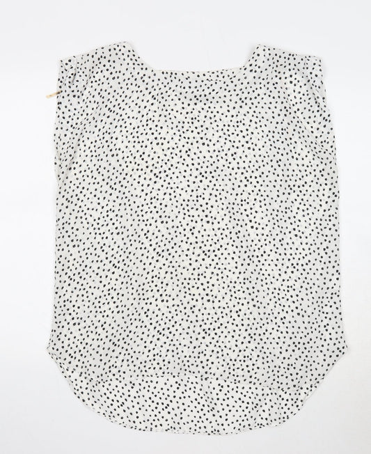Glassons Womens White Polka Dot Polyester Basic Tank Size 14 Round Neck