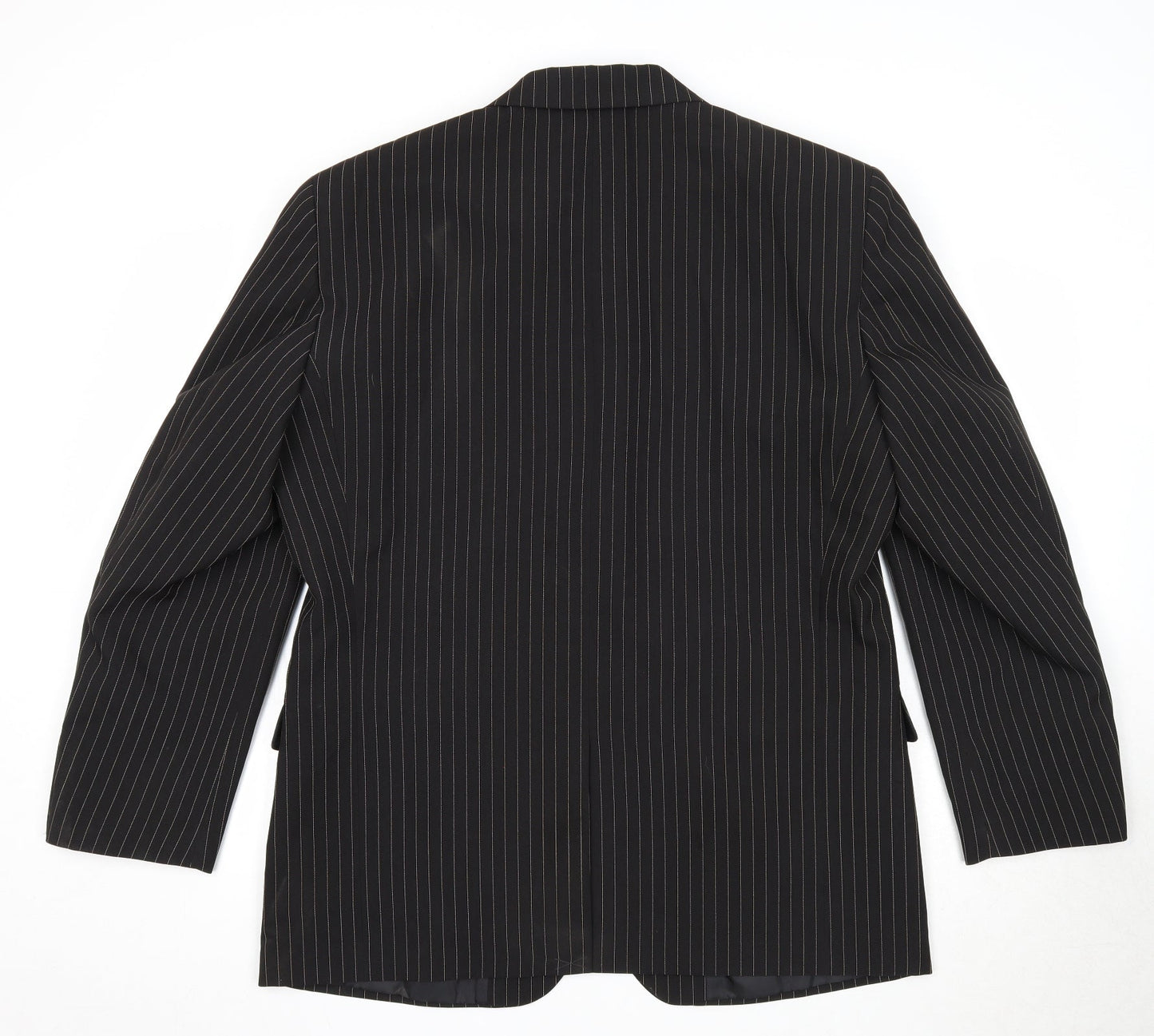 Lakeline Mens Black Striped Polyester Jacket Suit Jacket Size 44 Regular