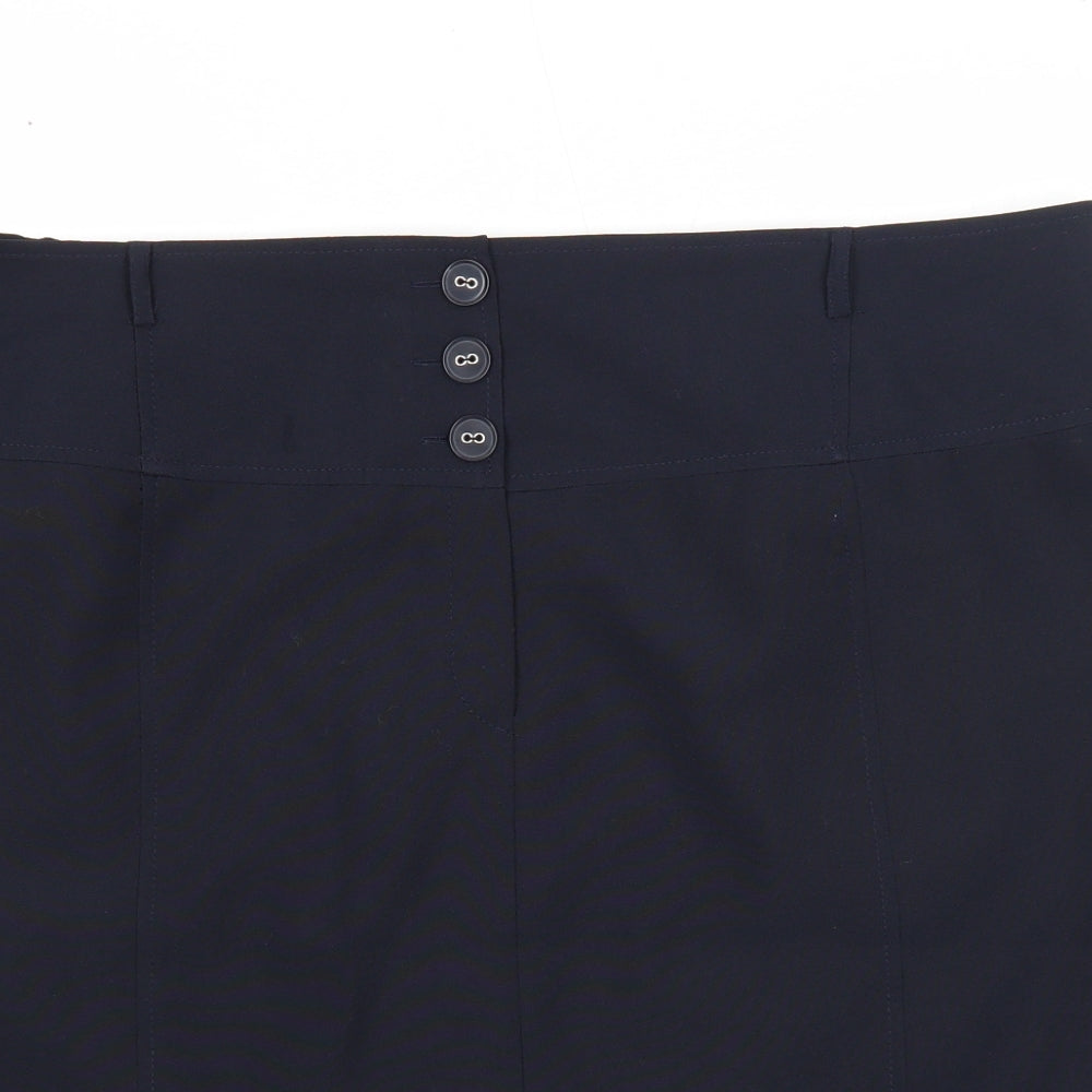 Agenda Womens Blue Polyester A-Line Skirt Size 26 Button