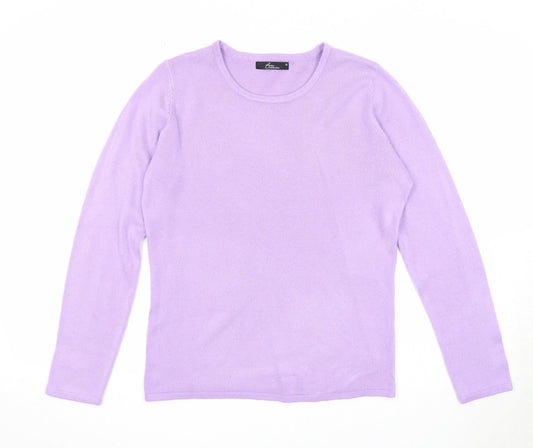 Bonmarché Womens Purple Round Neck Acrylic Pullover Jumper Size XS