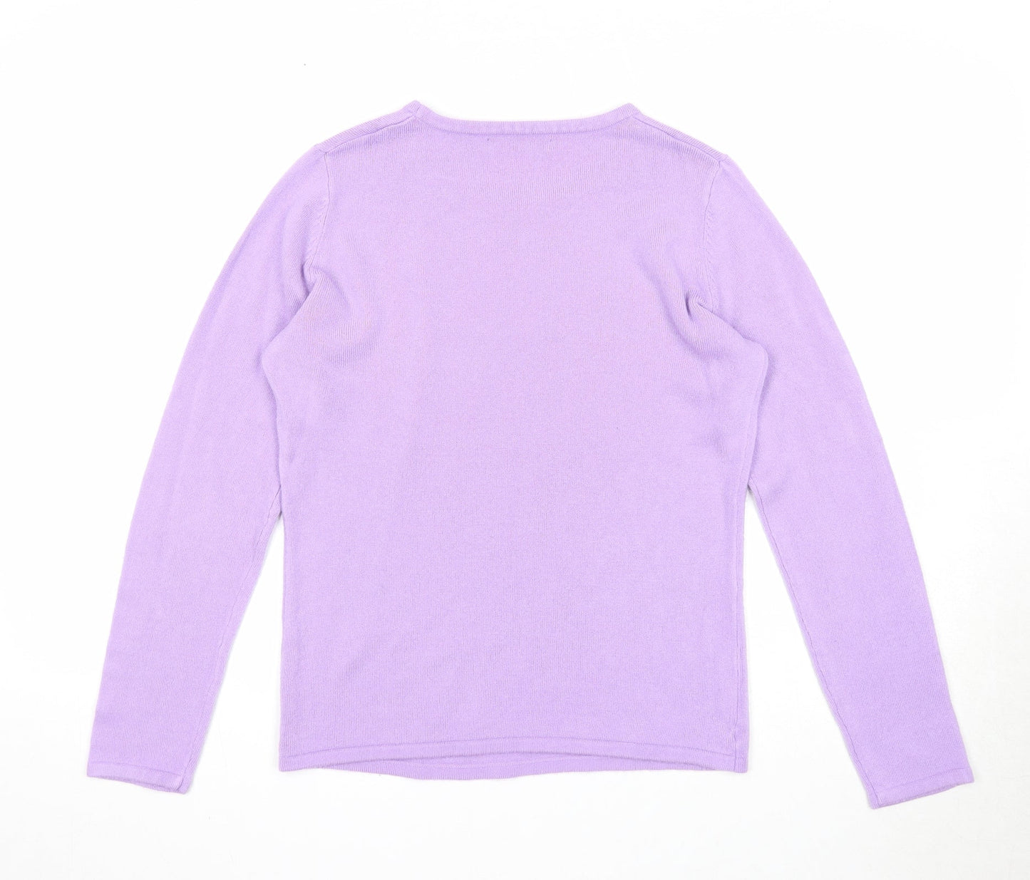 Bonmarché Womens Purple Round Neck Acrylic Pullover Jumper Size XS