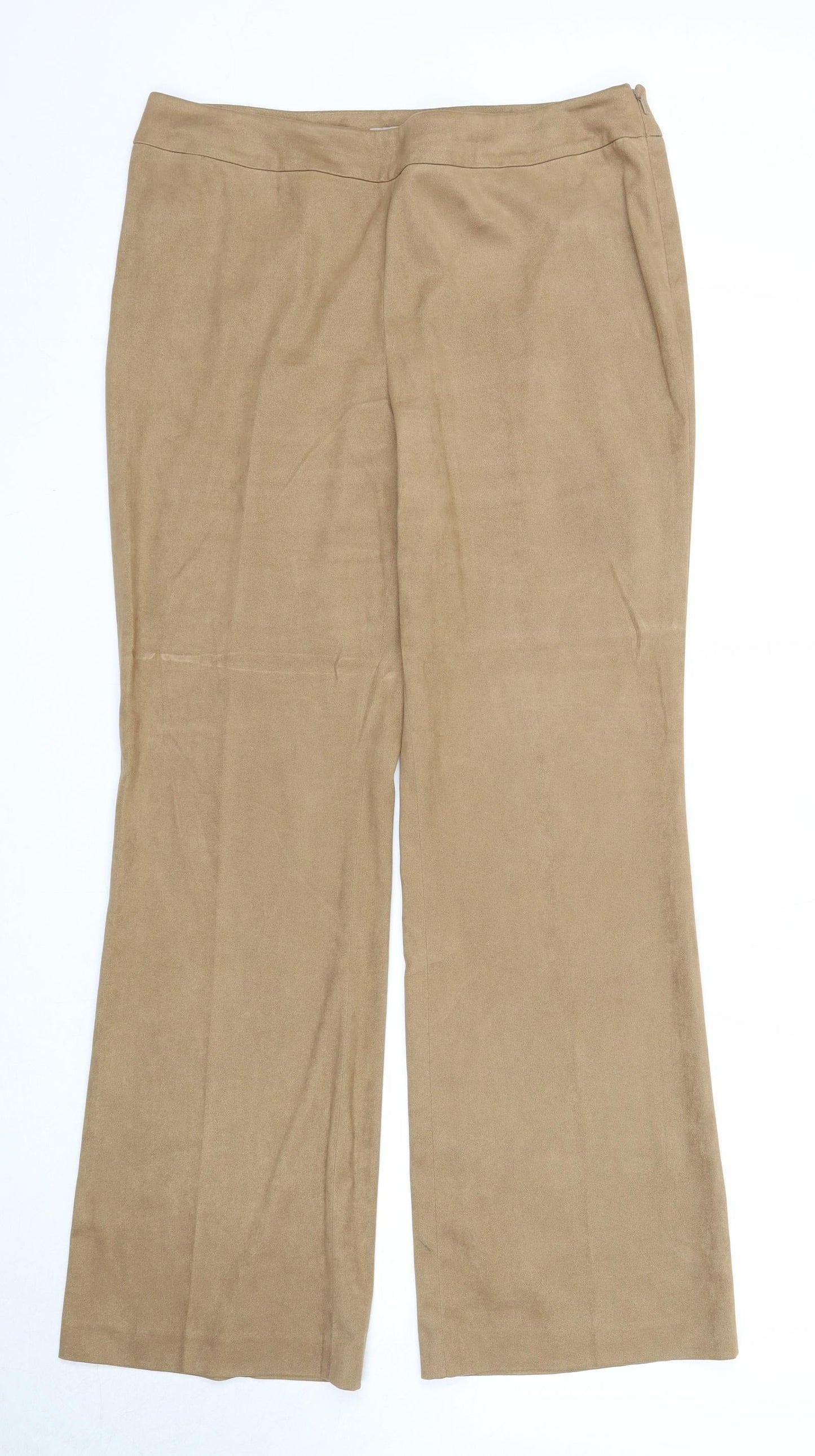 NEXT Womens Beige Polyester Trousers Size 14 Regular Zip
