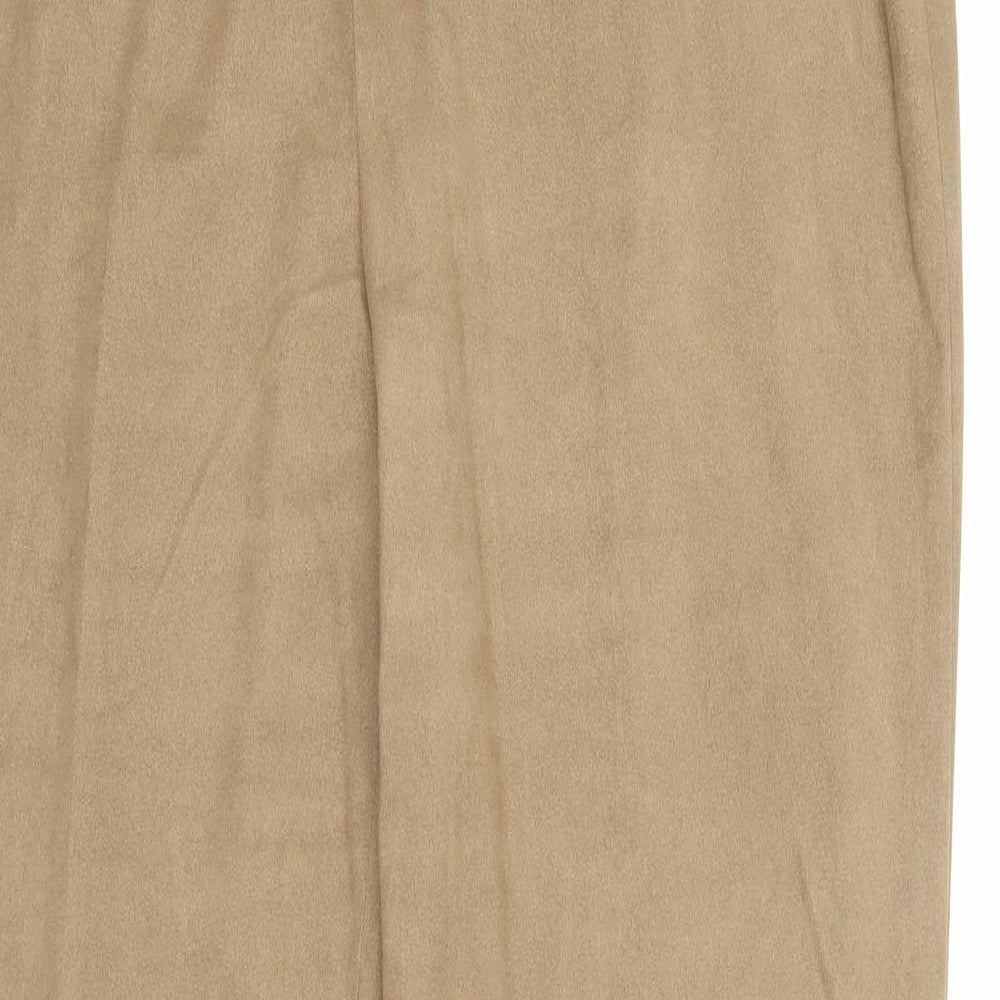 NEXT Womens Beige Polyester Trousers Size 14 Regular Zip