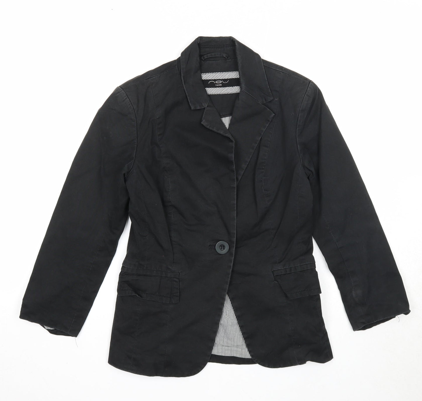 New Look Womens Black Jacket Blazer Size 8 Button