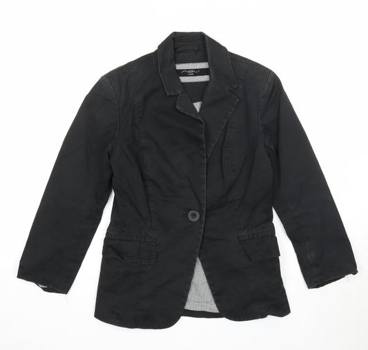 New Look Womens Black Jacket Blazer Size 8 Button