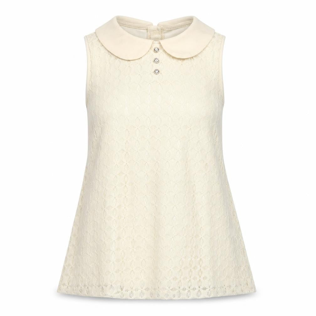 Miss Selfridge Womens White Geometric Cotton Basic Tank Size 6 Collared