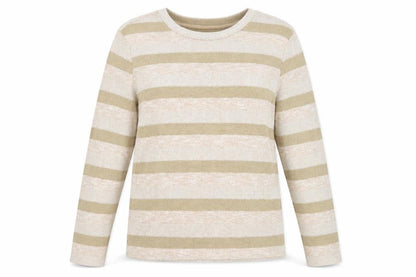 Marks & Spencer Womens Beige Boat Neck Striped Polyester Pullover Jumper Size 12
