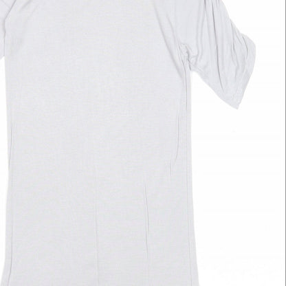 M&Co Girls Grey Viscose Basic Blouse Size 7-8 Years Round Neck Pullover - Butterfly Print