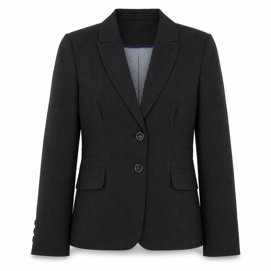 Autonomy Womens Black Striped Polyester Jacket Suit Jacket Size 14