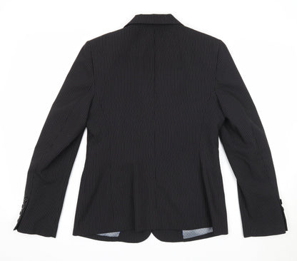 Autonomy Womens Black Striped Polyester Jacket Suit Jacket Size 14