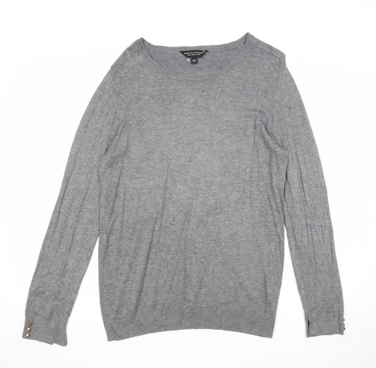 Dorothy Perkins Womens Grey Boat Neck Viscose Pullover Jumper Size 16