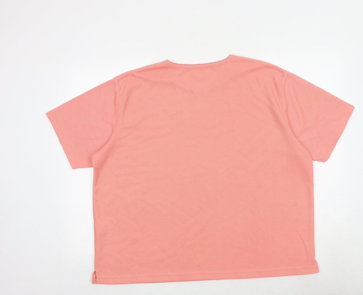 Bonmarché Womens Pink Polyester Basic T-Shirt Size XL Round Neck - Flower Detail