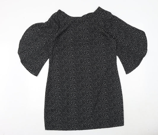 BeYou Womens Black Geometric Polyester A-Line Size 12 Round Neck Tie - Size 12-14