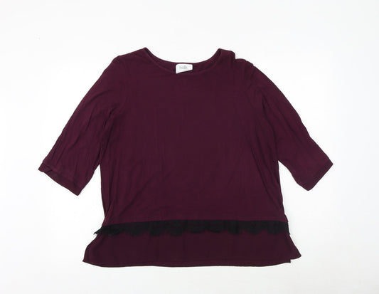 Wallis Womens Purple Viscose Basic Blouse Size 16 Round Neck