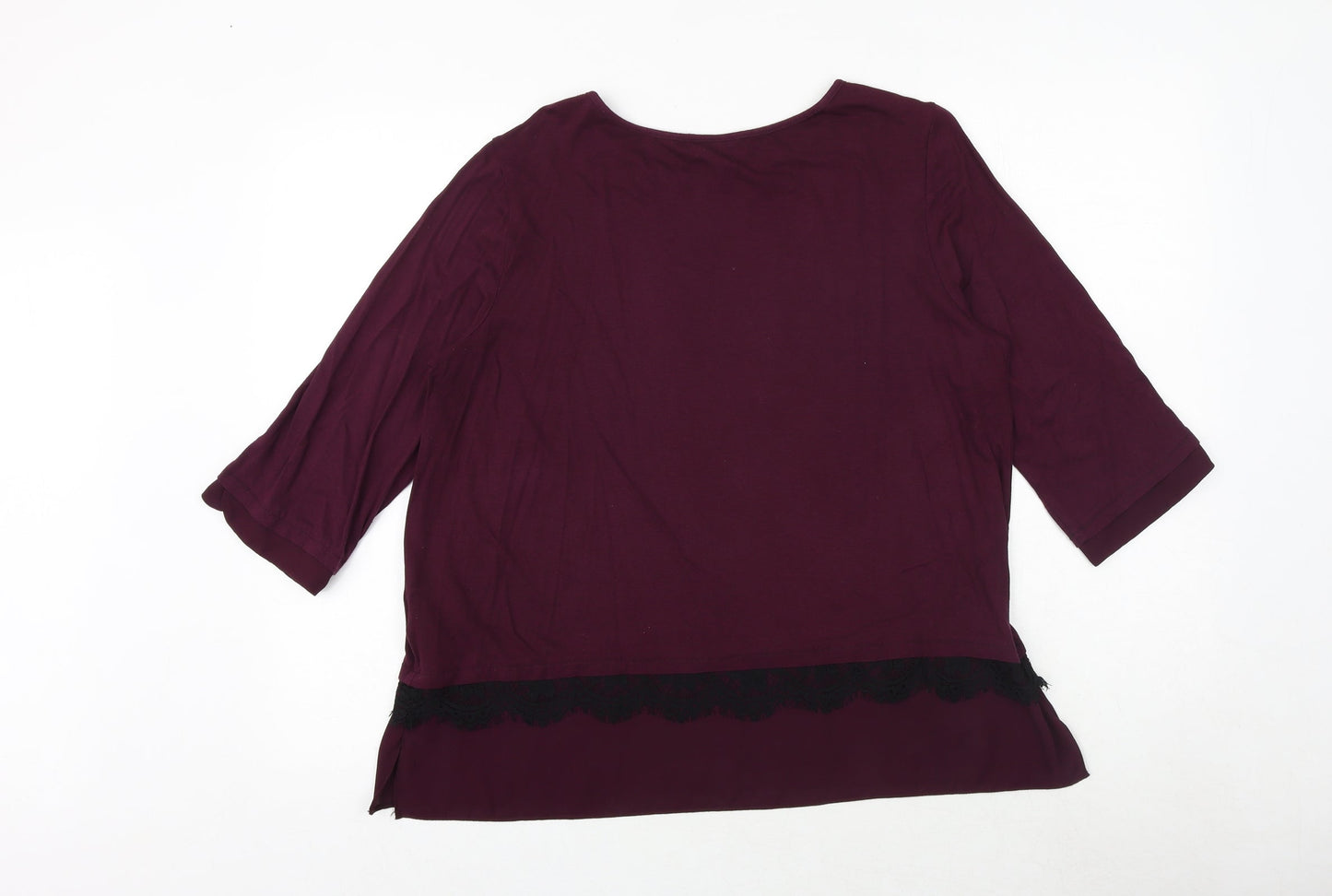 Wallis Womens Purple Viscose Basic Blouse Size 16 Round Neck