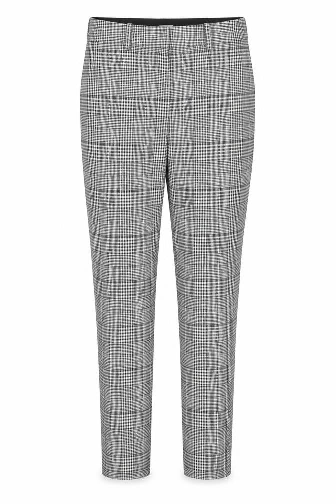 H&M Womens Grey Plaid Cotton Trousers Size 8 Regular Zip