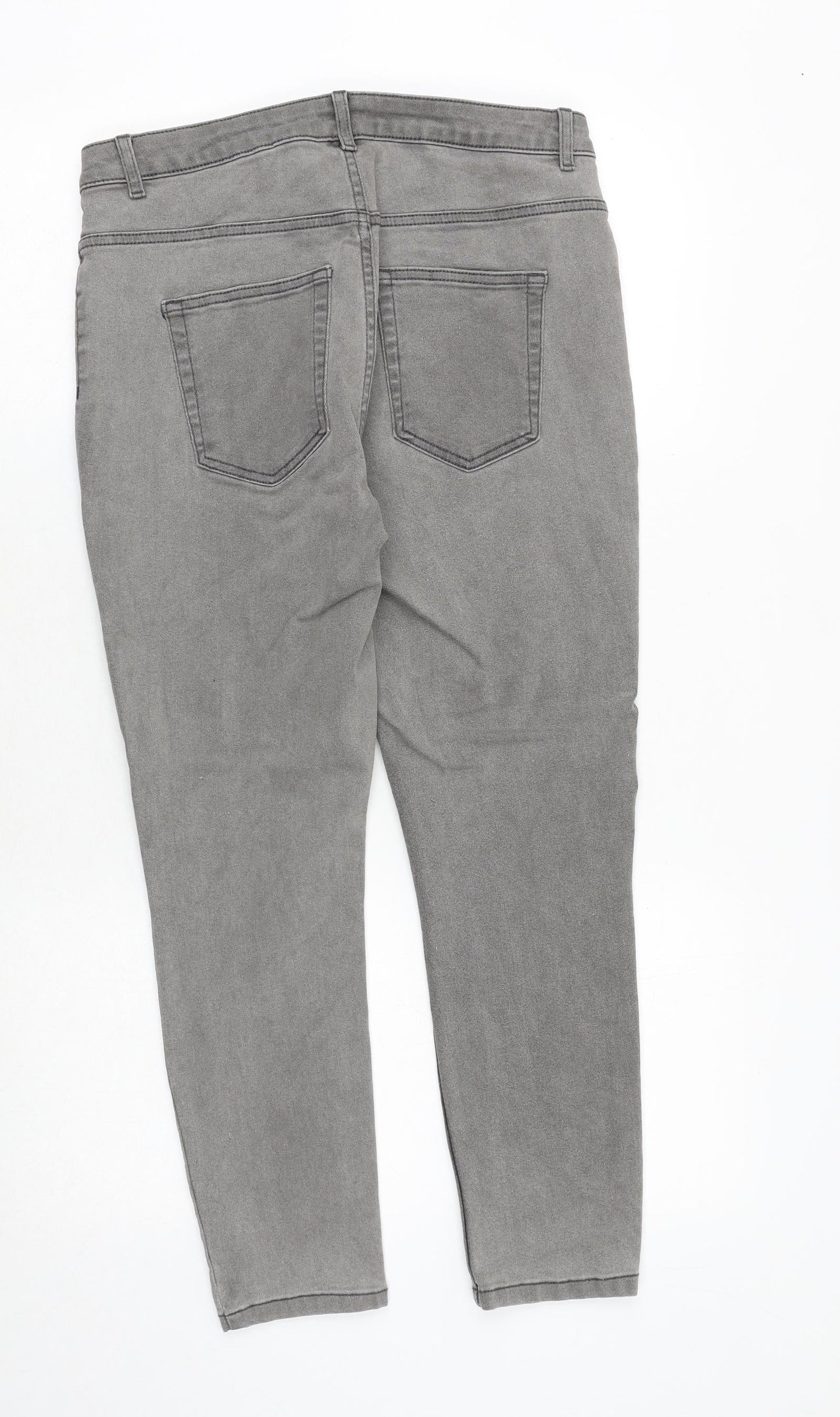 Only Womens Grey Cotton Skinny Jeans Size XL Regular Zip