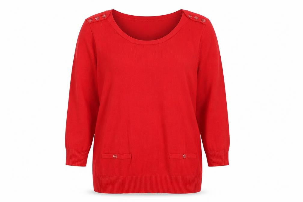 BHS Womens Red Boat Neck Viscose Pullover Jumper Size 14