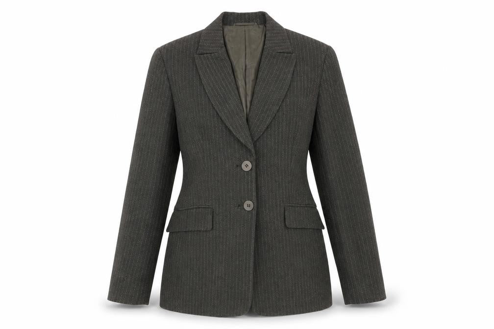 Precis Womens Green Striped Jacket Blazer Size 10 Button