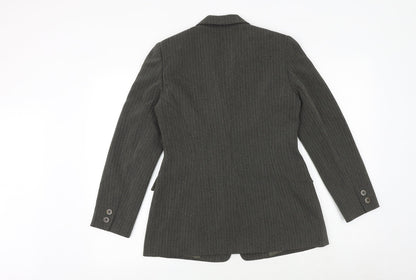 Precis Womens Green Striped Jacket Blazer Size 10 Button