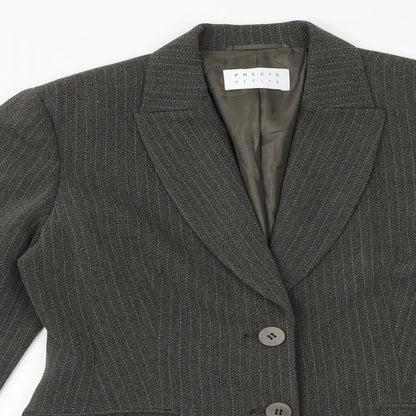 Precis Womens Green Striped Jacket Blazer Size 10 Button