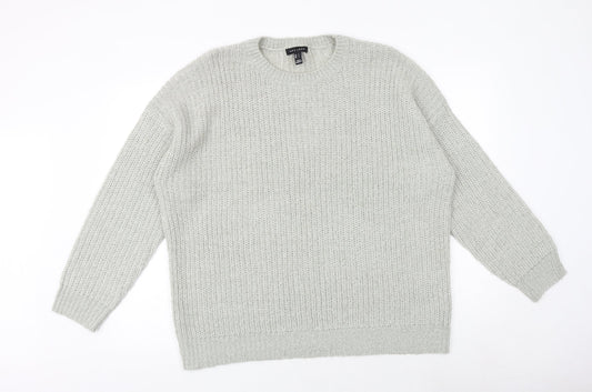 New Look Womens Grey Crew Neck Acrylic Pullover Jumper Size L