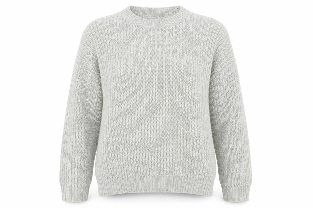 New Look Womens Grey Crew Neck Acrylic Pullover Jumper Size L