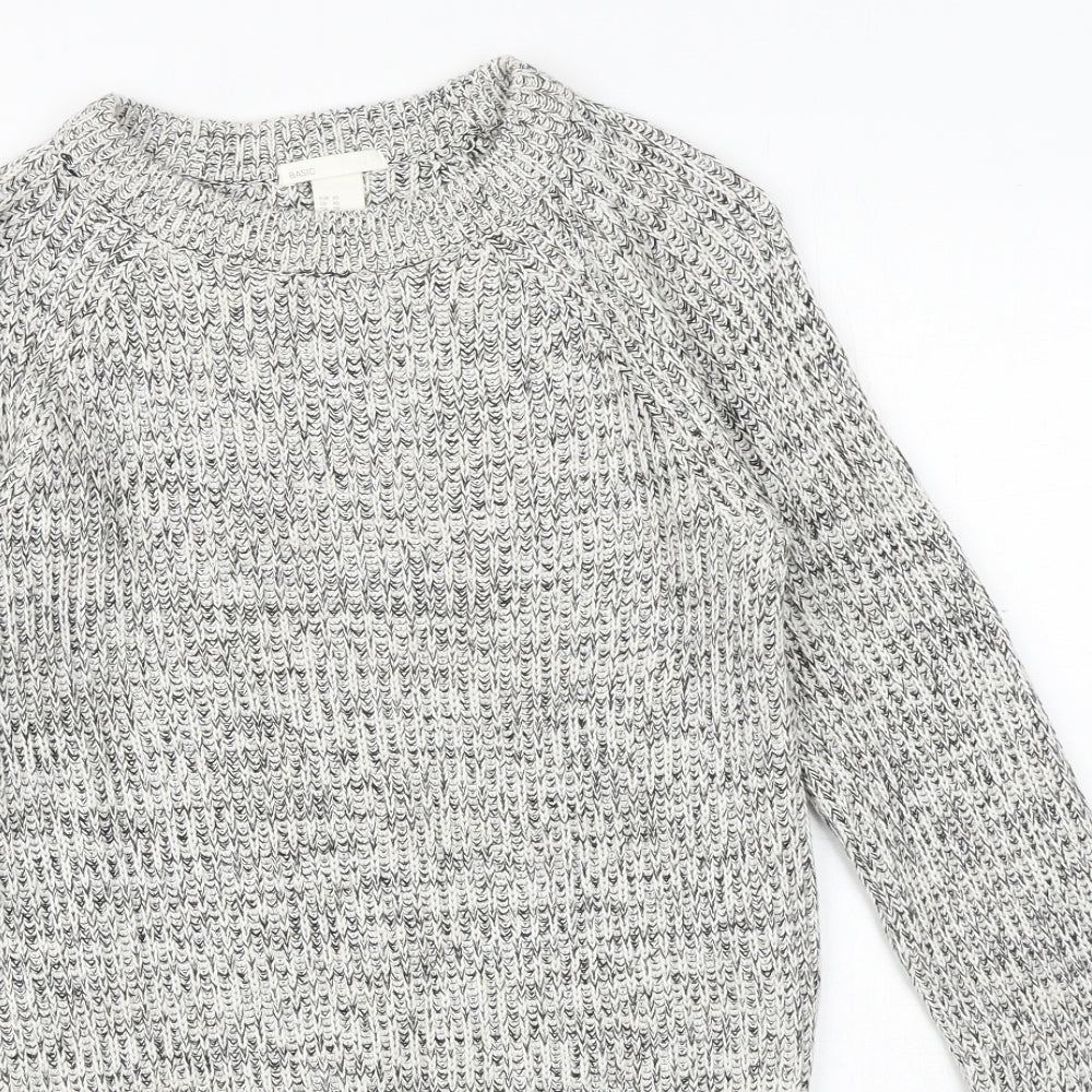 H&M Womens Grey Boat Neck Cotton Pullover Jumper Size XS