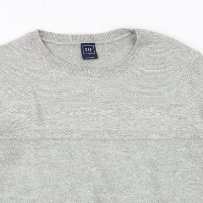 Gap Mens Grey Round Neck Acrylic Pullover Jumper Size L Long Sleeve